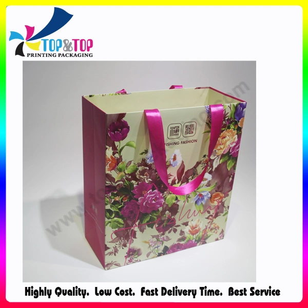 Custom Green Leaf Printing Paper Cosmetic Gift Bag Supplier