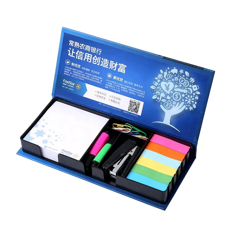 OEM Factory Custom bunt gedruckt Sticky Notes Box Memo Pad Mit Deckel Multifunktions-Schreibwaren-Set