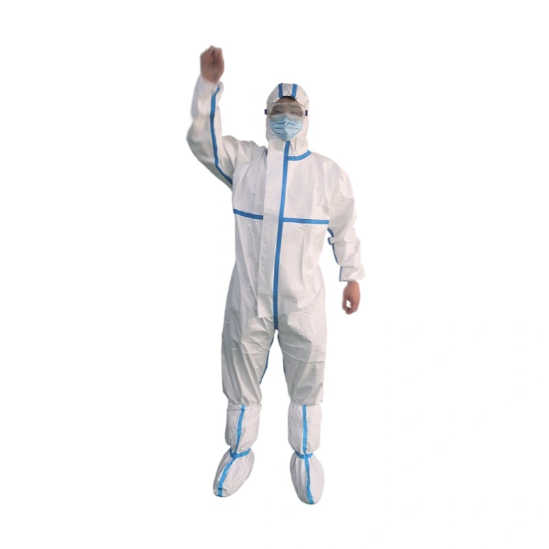 Защитный Coverall EN14126 одноразовые Coverall костюм Микропористый Водонепроницаемая и дышащая защитную одежду