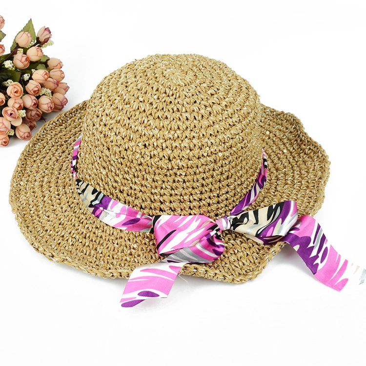 شركة OEM China Fashion Women Sun Bow-Kunable Foldable سترو Hat
