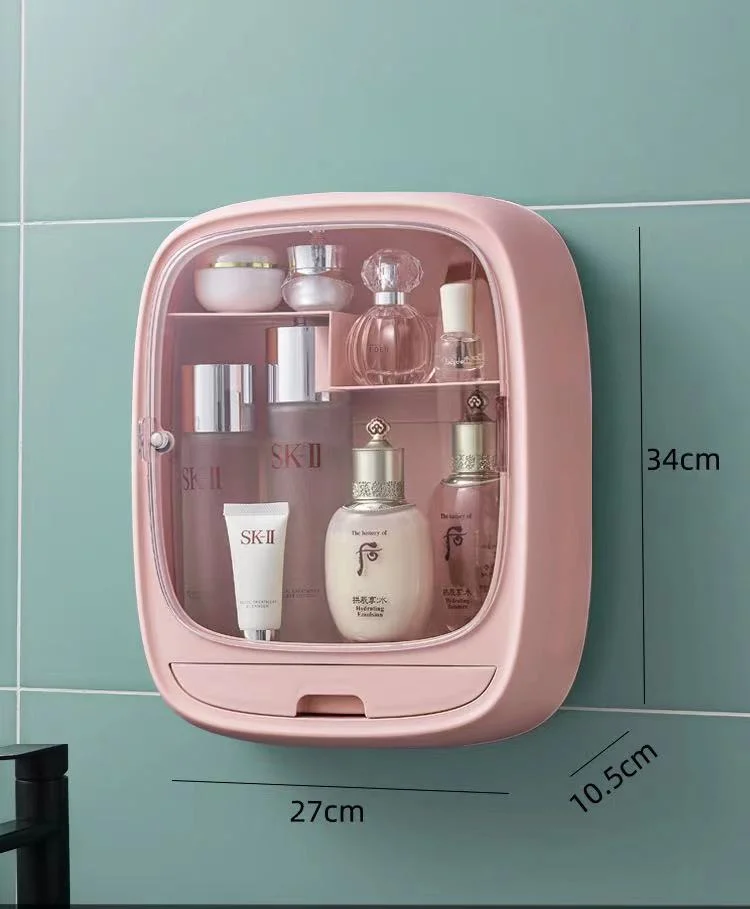 Wall Mounted Acrylic ABS Bathroom Home Dust-Proof Holder Cosmetics Organizer Storage Box Makeup