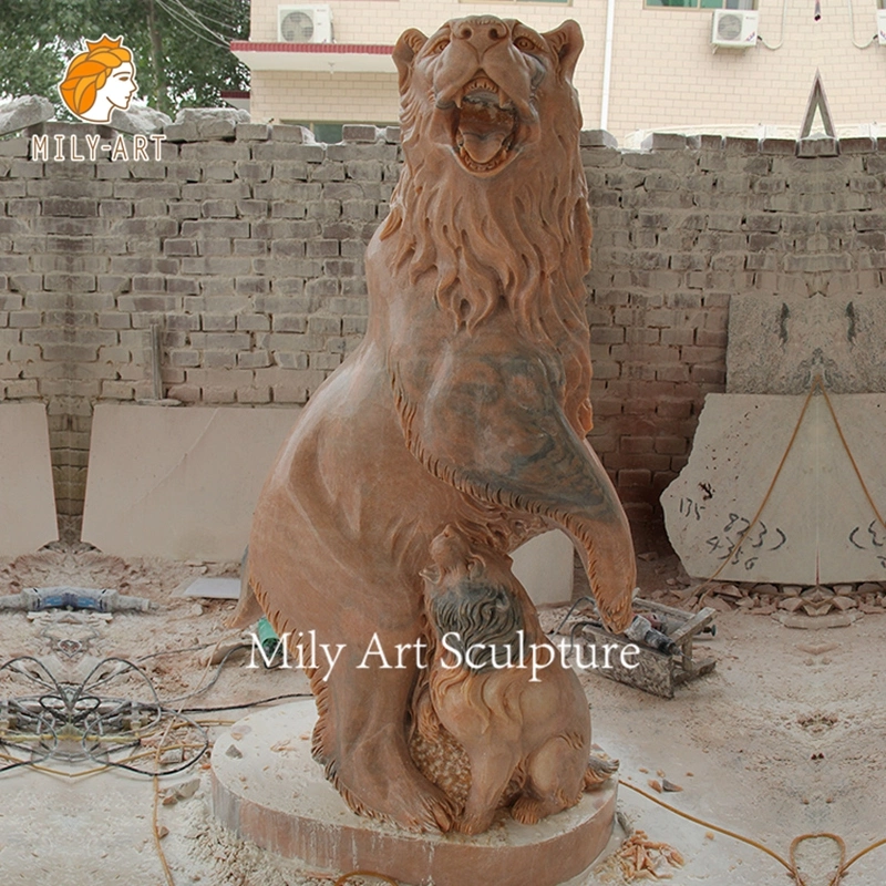 Tamaño de vida personalizado Negro mármol Tigre Estatua Piedra Jungla Pantera Escultura de leopardo para el parque