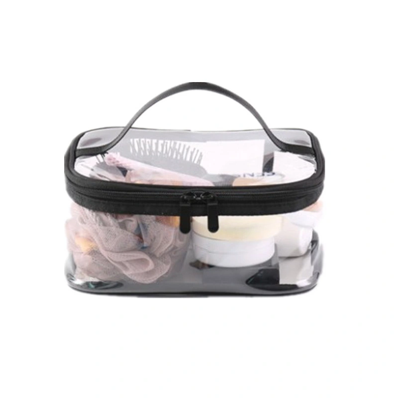 Wholesale/Supplier OEM Cheap Portable Clear PVC Makeup Bag Zipper Waterproof Transparent Travel Storage Pouch Cosmetic Toiletry Bag with Handle