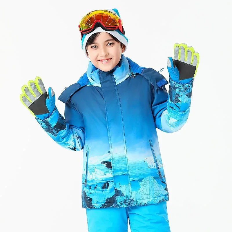 Children's Ski Suit, Thickened Warm Snowsuit, Waterproof and Windproof Ski Jacket and Pants