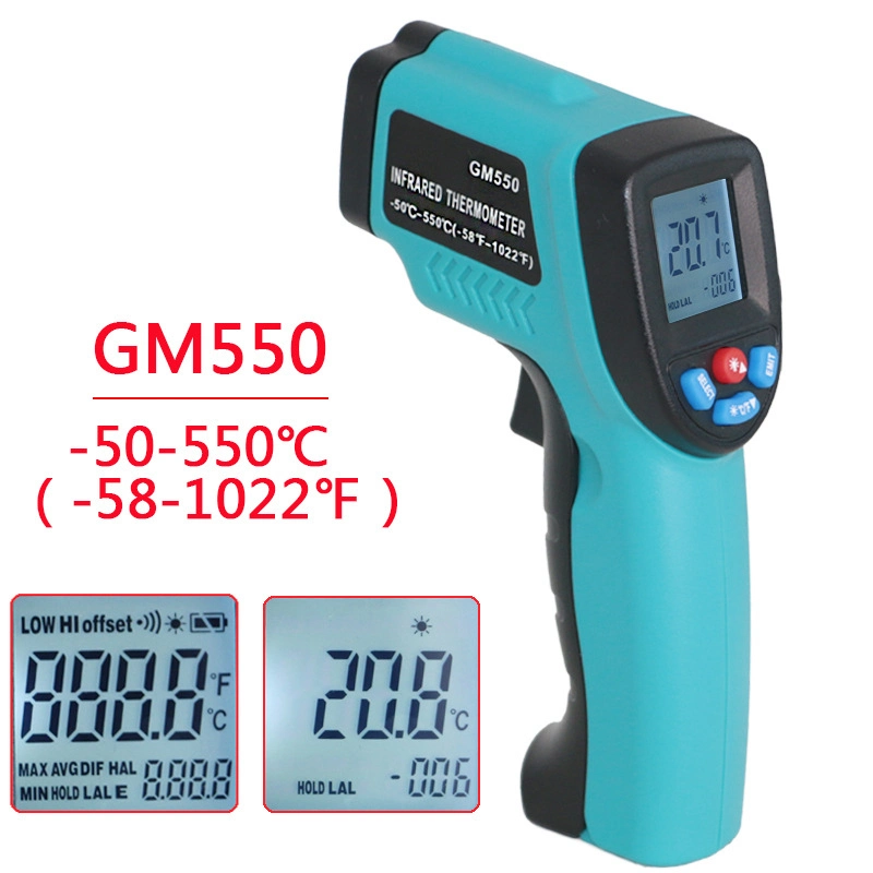 Infrared Laser Thermometer with Backlight Display for Industrial Use GM550