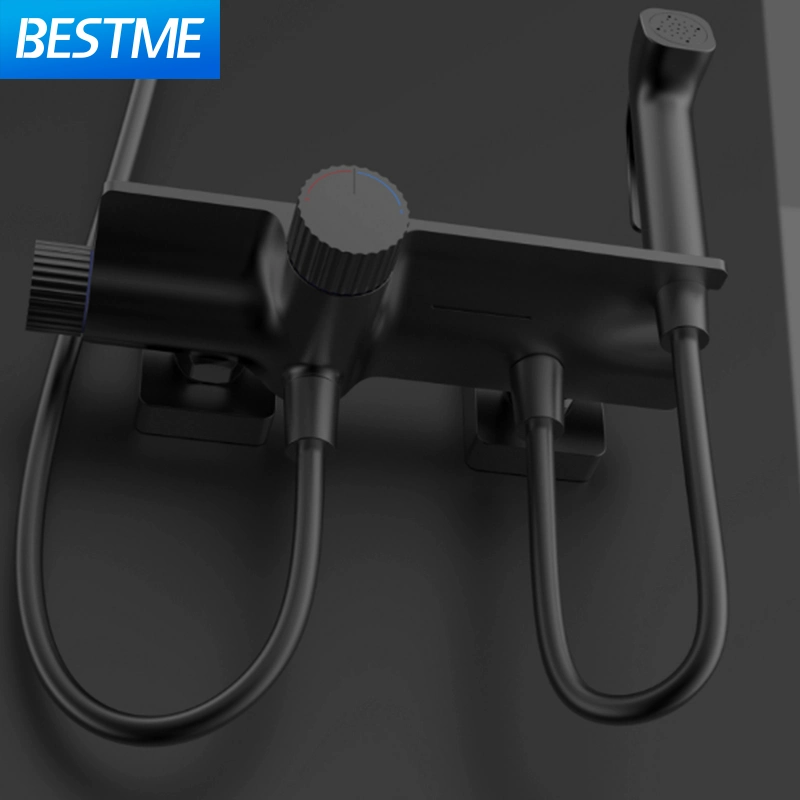 Bestme Brand 2023 New Design Wall Mounted Brass Chrome and Black Health Sprayer Gun 4 Functional Shower Faucet (TBF-006)