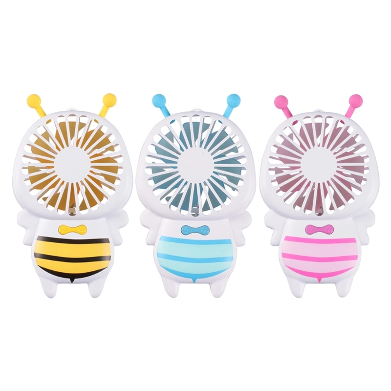 Wholesale Stock Small Order Cartoon Bee Shape LED Night Light Mini Handy Fan Lectric Battery Operated USB Mini Fan