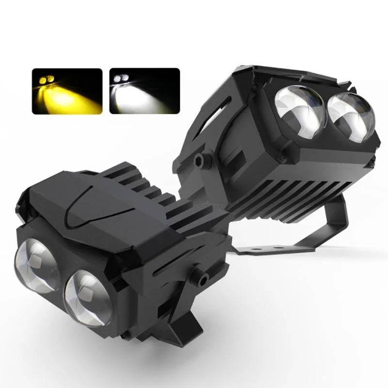 U10 sistema de iluminación de motocicletas 30W lente de proyector LED Faro de motocicleta Spot 6000K 3000K Color Dual Blanco ámbar 9-80V Kit