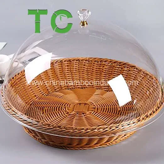 Rattan Brotkorb mit Acryl Dome Abdeckung Brot Servierkorb Korb Mit Rattan-Korb Mit Weidenfrüchten