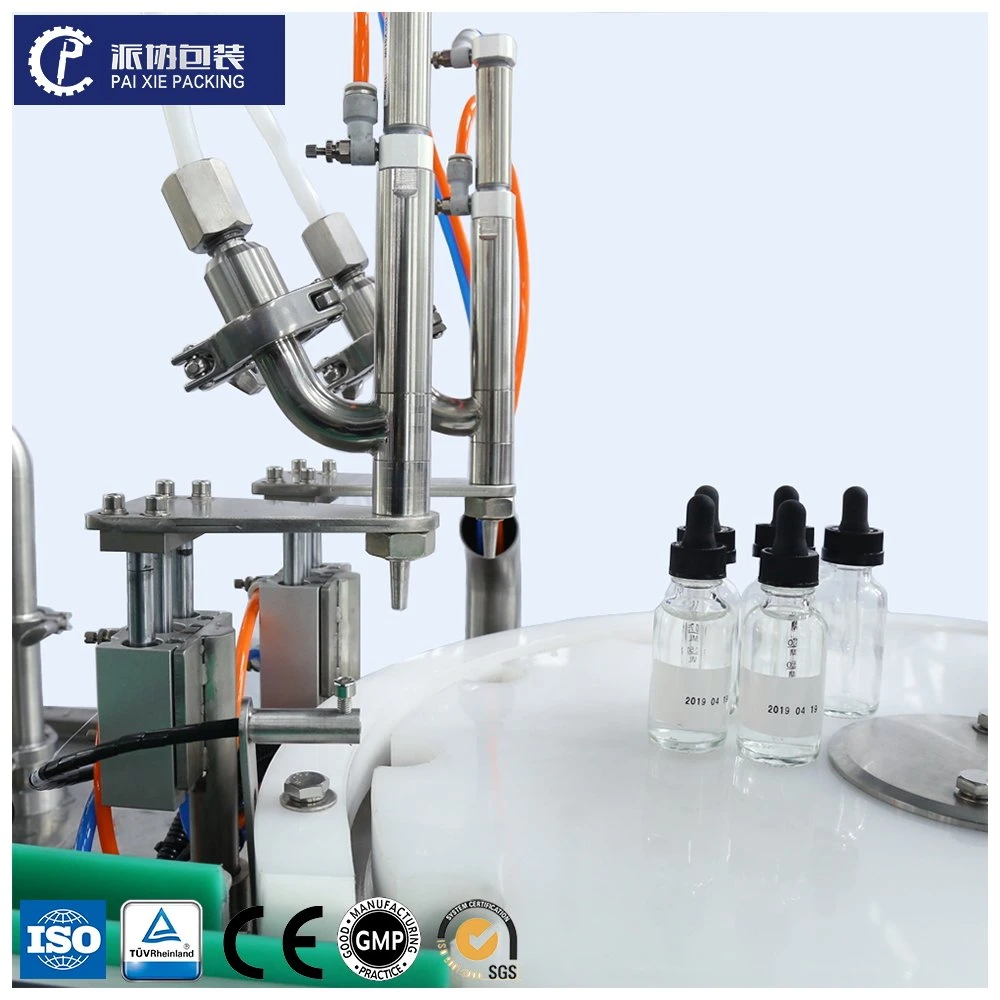 Automatic Dropper Glass Boston Bottle Body Skin Care Oil Coconut Oil Liquid Servo Driving Piston Filling Machine Packing Wrapping Machine