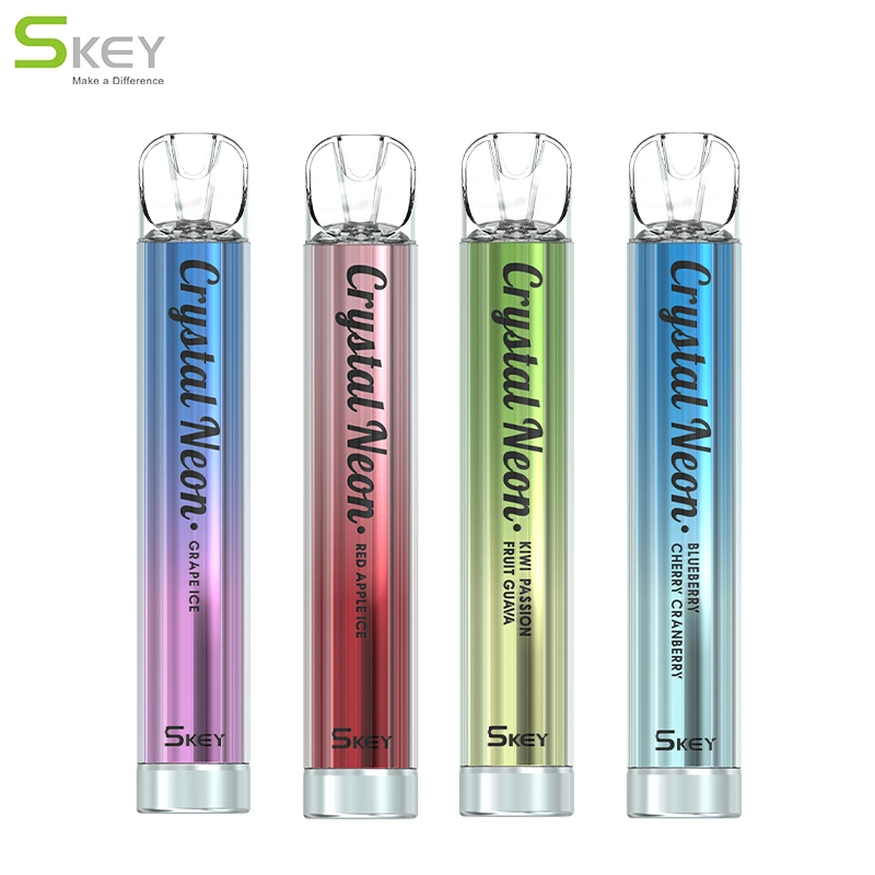 Hottest Selling OEM ODM Mesh Coil 600 Puffs Crystal Neon Disposable/Chargeable Vape Vs Ske Crystal Bar 600