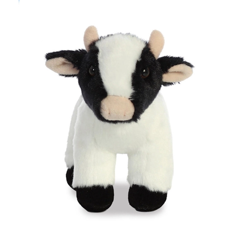 Juguete de peluche de vaca ternera blanco y negro de calidad premium. Juguete de peluche suave de vaca.