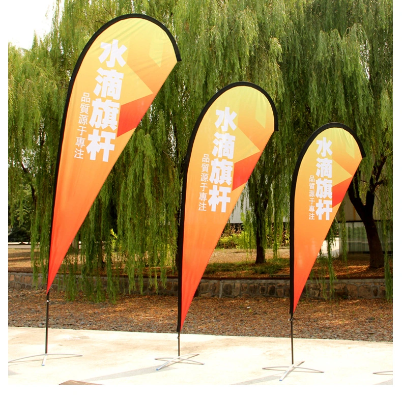 Portable Teardrop Flying Beach Flag Banner with Glassfiber Pole for Display Advertising