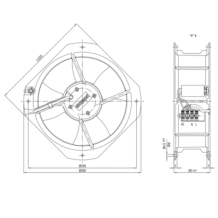 Ebm Papst 2214/2 do Ventilador Td0 Radial de metal 225 mm 88,5 pol do ventilador de refrigeração do motor escape industrial para a dissipação de calor