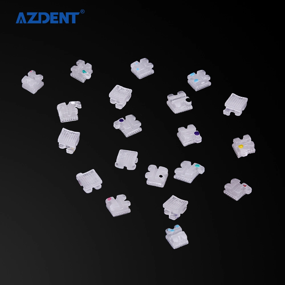 Azdent Dental Brackets Roth 022 Hooks 345 Mesh Base Invisable Clear Ceramic Braces