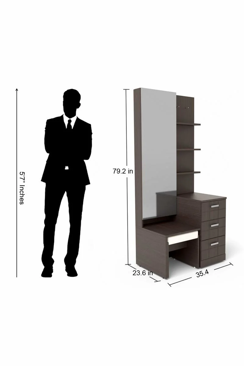 Wooden Dressing Table with Stool