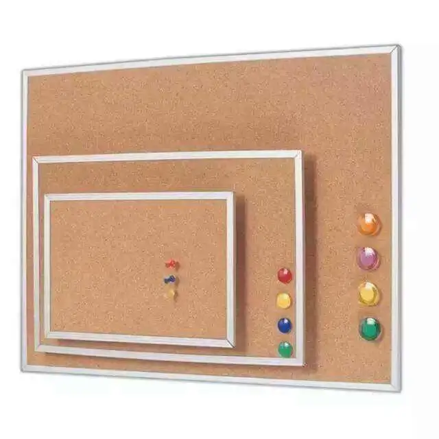 Modern Black Frame Cork Memo Board with Pushing Pins