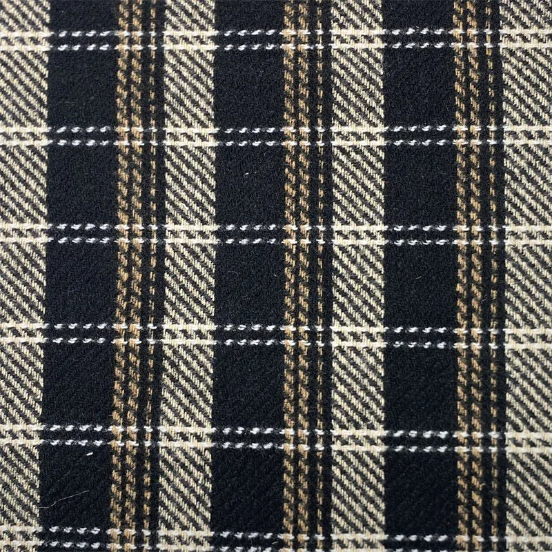 Tweed Weave Wool Poly Blend Plaid Tartan Color Customized Fabric for Garment