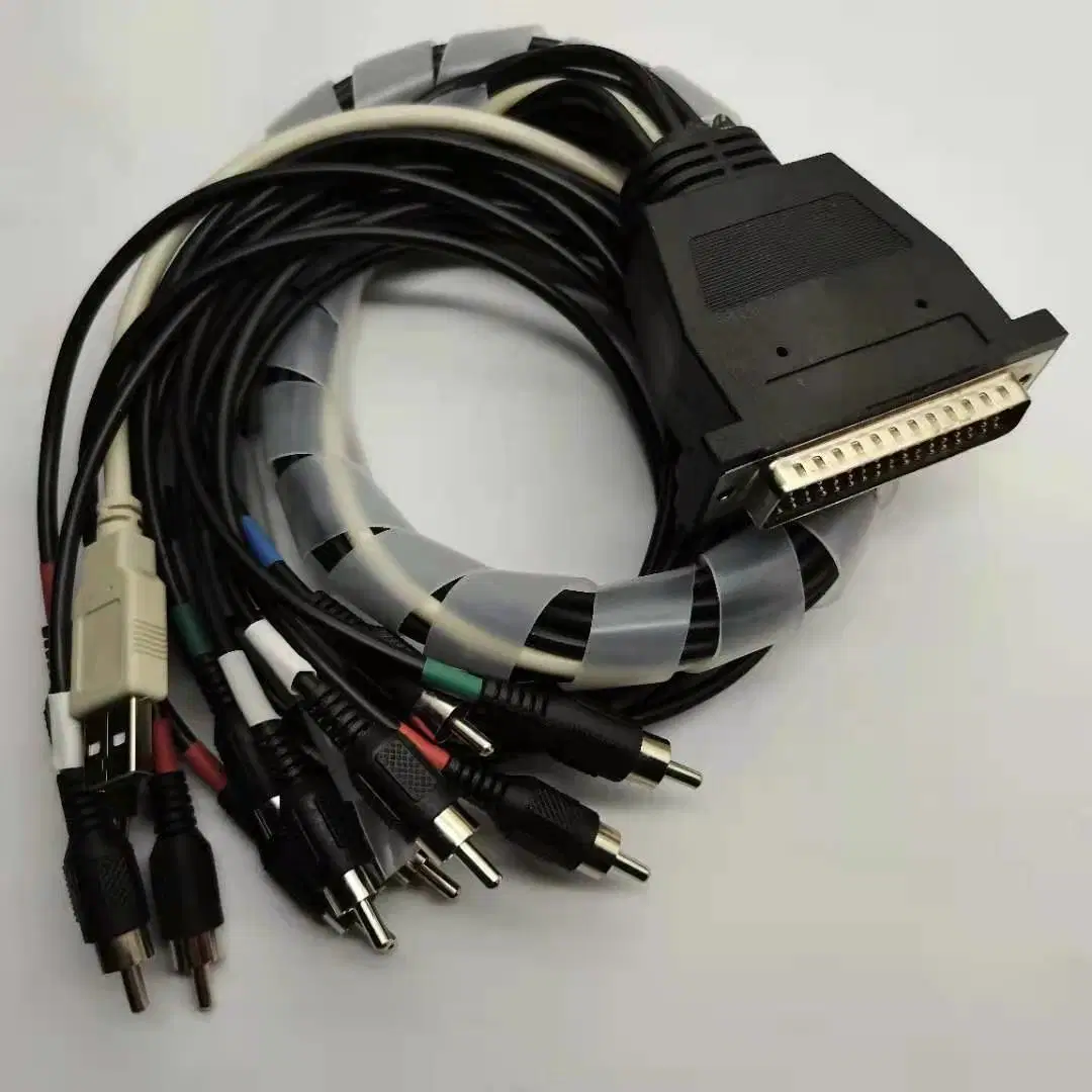 Kundenspezifisches Multifunktionskabel D-SUB dB25pin bis DC6,3mm Audio und HD50pin Auf RCA+DB9 und dB25pin bis DB9+RJ12 Datenkabel