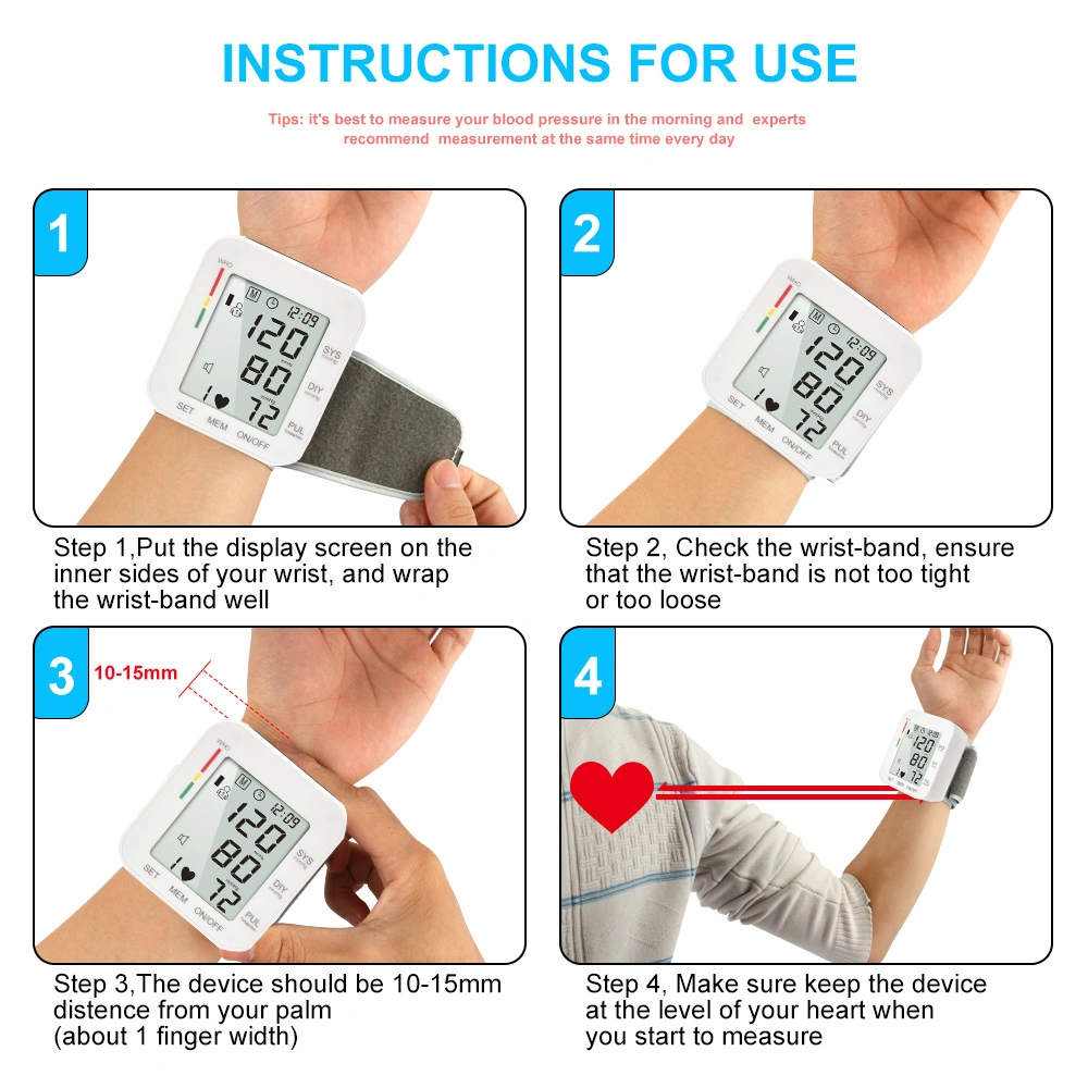 Esfigmomanómetro aneroide portátil muñeca automática Digital de presión arterial Monitor