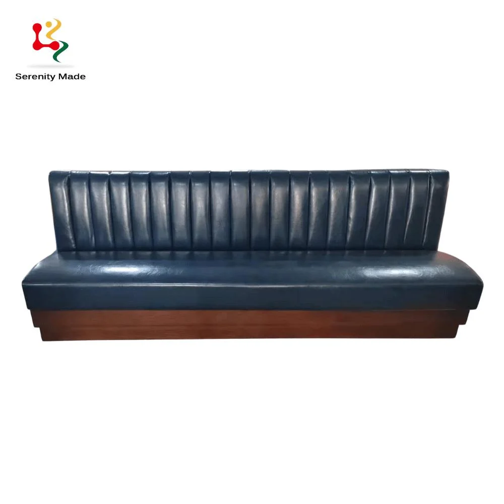 Unique Design Restuarant Long Sofa Deep Blue PU Leather Hotel Modern Lounge Sofa