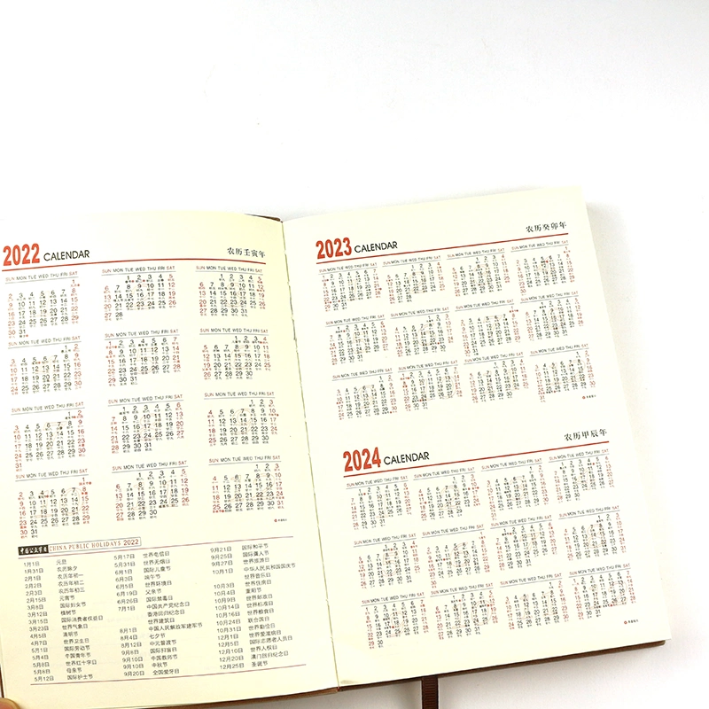 Calendrier en cuir pour ordinateur portable de fournitures de bureau Agenda livre Journal de l'impression