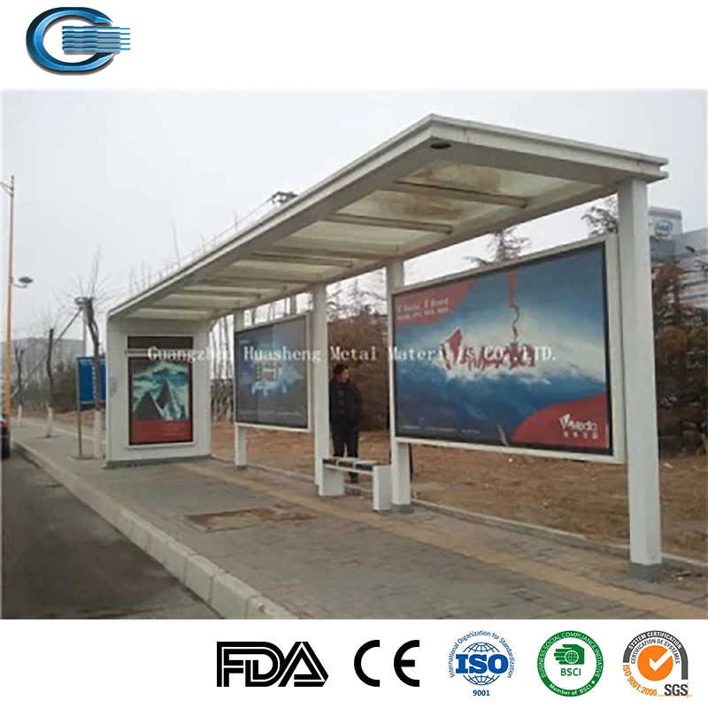 Huasheng Bus Stop Enclosures China Advertising Bus Stop Shelter Manufacturing Bus Stop with Multi Poster LED Standing Scrolling Light Box