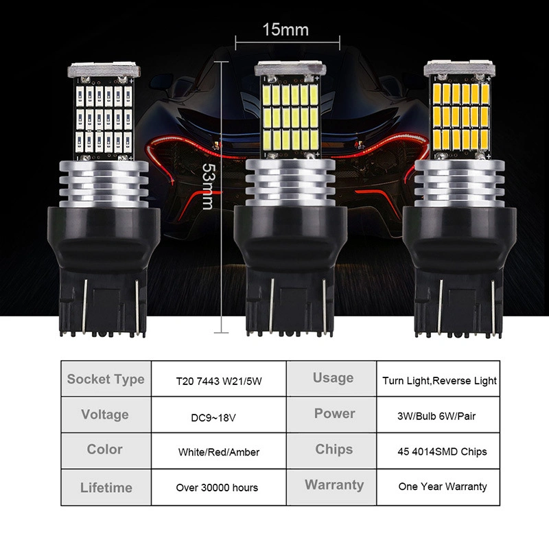 مصباح LED للرجوع للخلف عالي القدرة مصباح السيارة LED مصباح LED تلقائي 7443 4014 45SMD