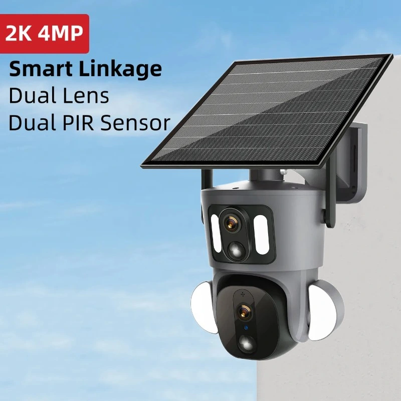 2K 4MP Dual Lens Solar Powered CCTV 4G Camera with SIM Card