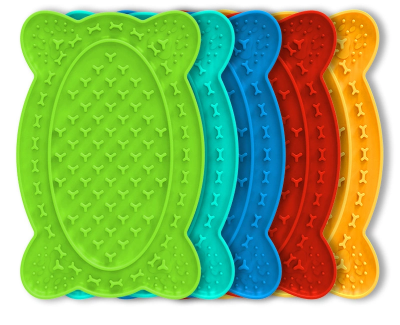 Cão de Silicone Bandeja lambendo do banho Pet Slow Food FDA Mat gotejamento de Silicone Almofada lambendo do pet na bandeja de sucção Alimentador Lenta Lique Pat com Design Non-Slip