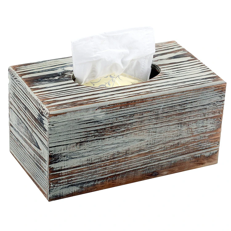 White Painted Wood Tissue Box for Napkin Dispensing