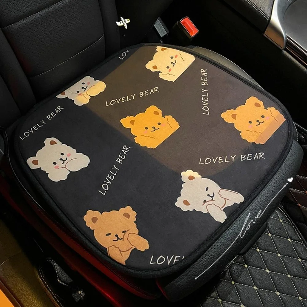 Auto Mesh Fabric Car Mat Cartoon Car Seat Cushion Cute Bear Plush Car Seat Cover Cushion Winter Warm Car Supplies Car Accessories Wyz20370