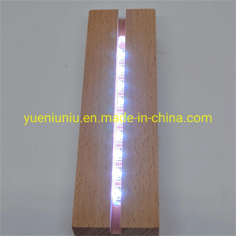 Hot Sale 300mm Large Rectangle LED Light Base 3D Night Light Base USB Charging Wood Base for Acrylic