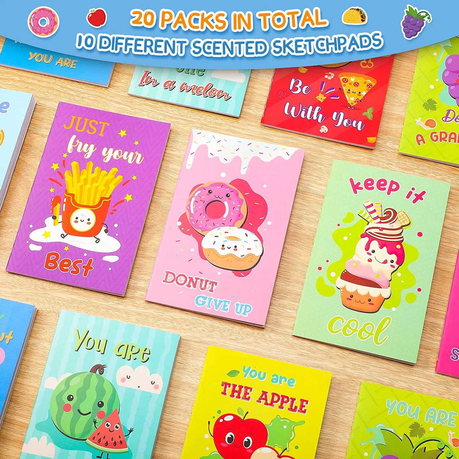 Funny Pocket Notebooks Fruit and Food Assorted Scented Notepads