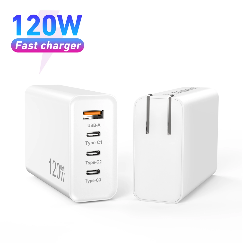 Super Fast Phone Laptop cargador GAN USB de carga rápida Tipo C adaptador 120W GAN Cargador portátil y todos los teléfonos inteligentes Enchufe