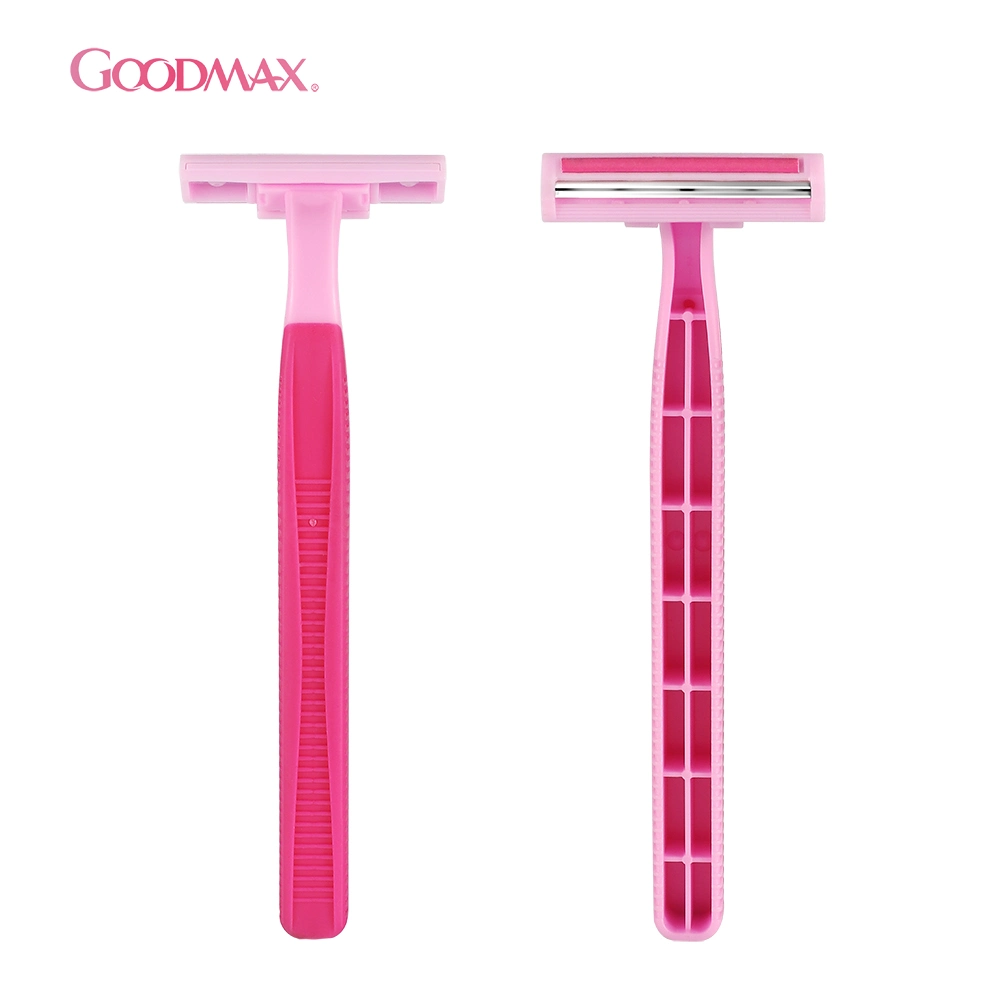 Twin Blade Disposable Shaving Razor with Rubber Handle