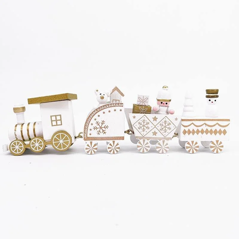 Christmas Presents Wooden Train Tabletop Decorations Christmas Children Toy