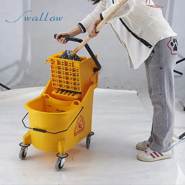 SWC-Mwtb06 33 Qt Yellow Mop Bucket & Wringer Combo - Swallow Cleaning