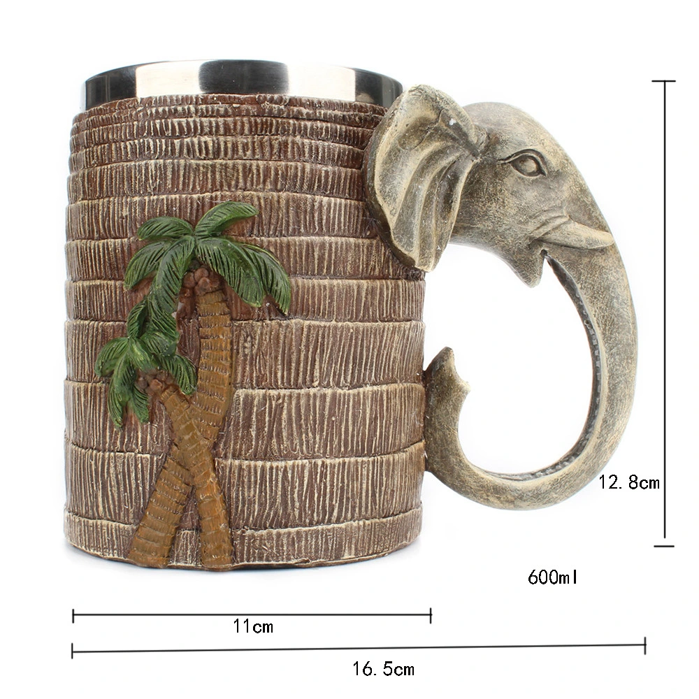 Creative Tropical Rainforest Elephant Mug 600ml Large Capacity Water Cup Decoration