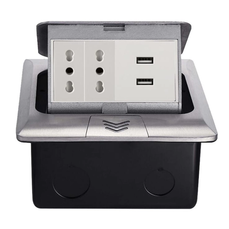 Combo Italian Floor Power Socket with Stainless Steel face plate, Italian*2P+ USB*2P+ Type C*1P