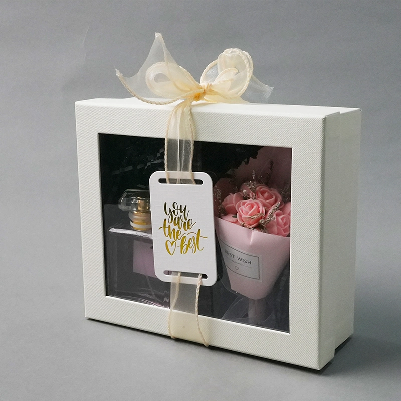 Cajas de regalo rígidas blancas con PVC personalizadas de Perfume cosmético al por mayor Ventana