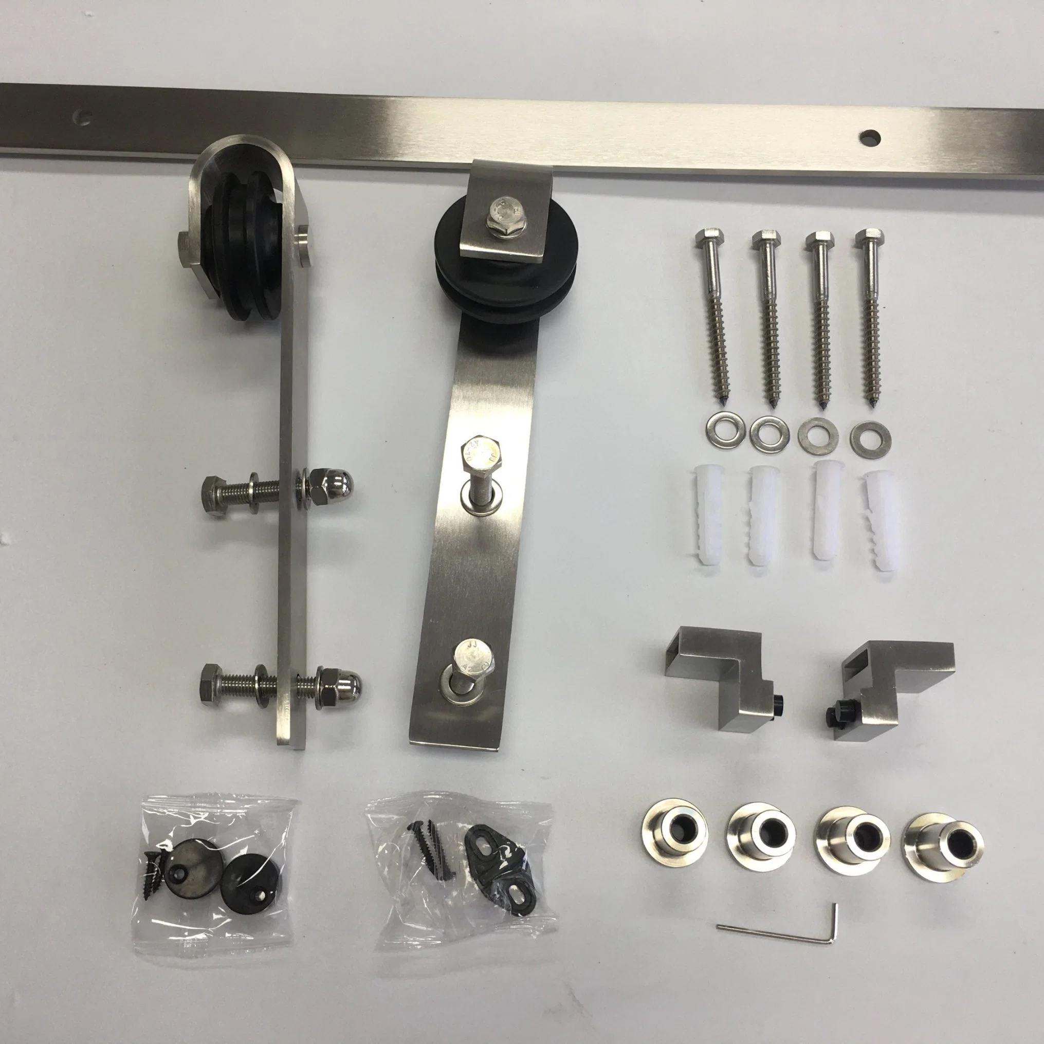 Satin Stainless Steel SS304 Sliding Barn Door Hardware Kits for Wood Door