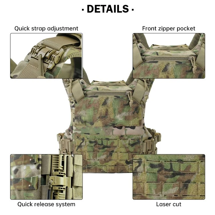 Fournisseur professionnel Laser Cut système Molle Camouflage vert veste tactique de transporteur de la plaque