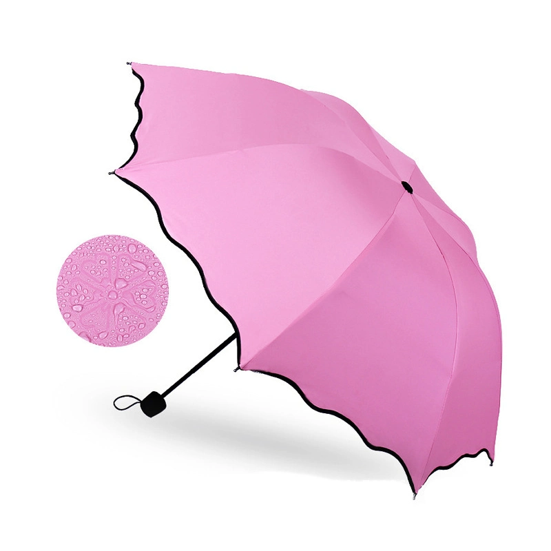 Gros prix bon marché en vrac Portable Anti UV Magic Imprimé Bloom/Fleur Mouillé Fantaisie Inversé Pliant Parapluie de Pluie Personnalisé avec Logo pour Promotion/Cadeau
