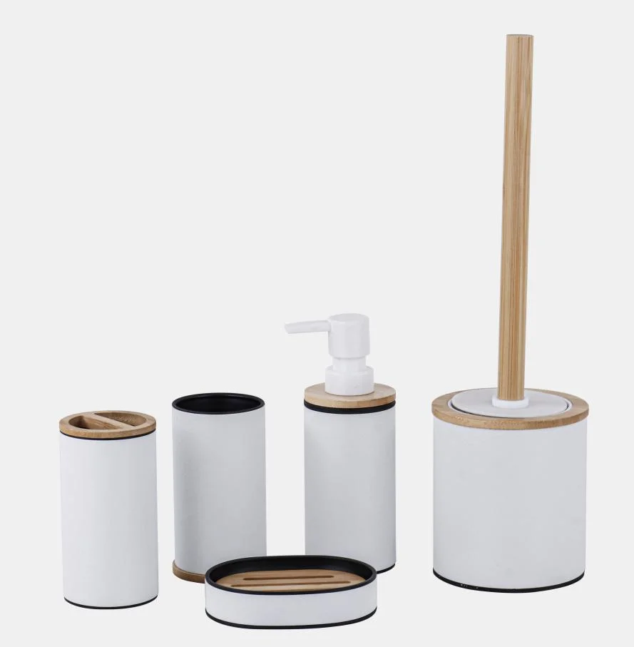 Bamboo Plastic Home Decoration Bathroom Set 5 Pieces