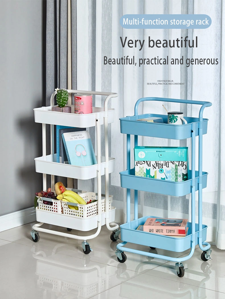 Good Sale 3-Tier Mesh Kitchen Storage Trolley Organizer Craft Cart