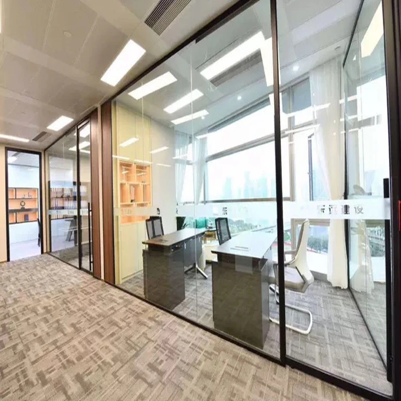 Frameless Clear Transparent Glass Office Partition Wall Vertical Full View Interior Glass Wall