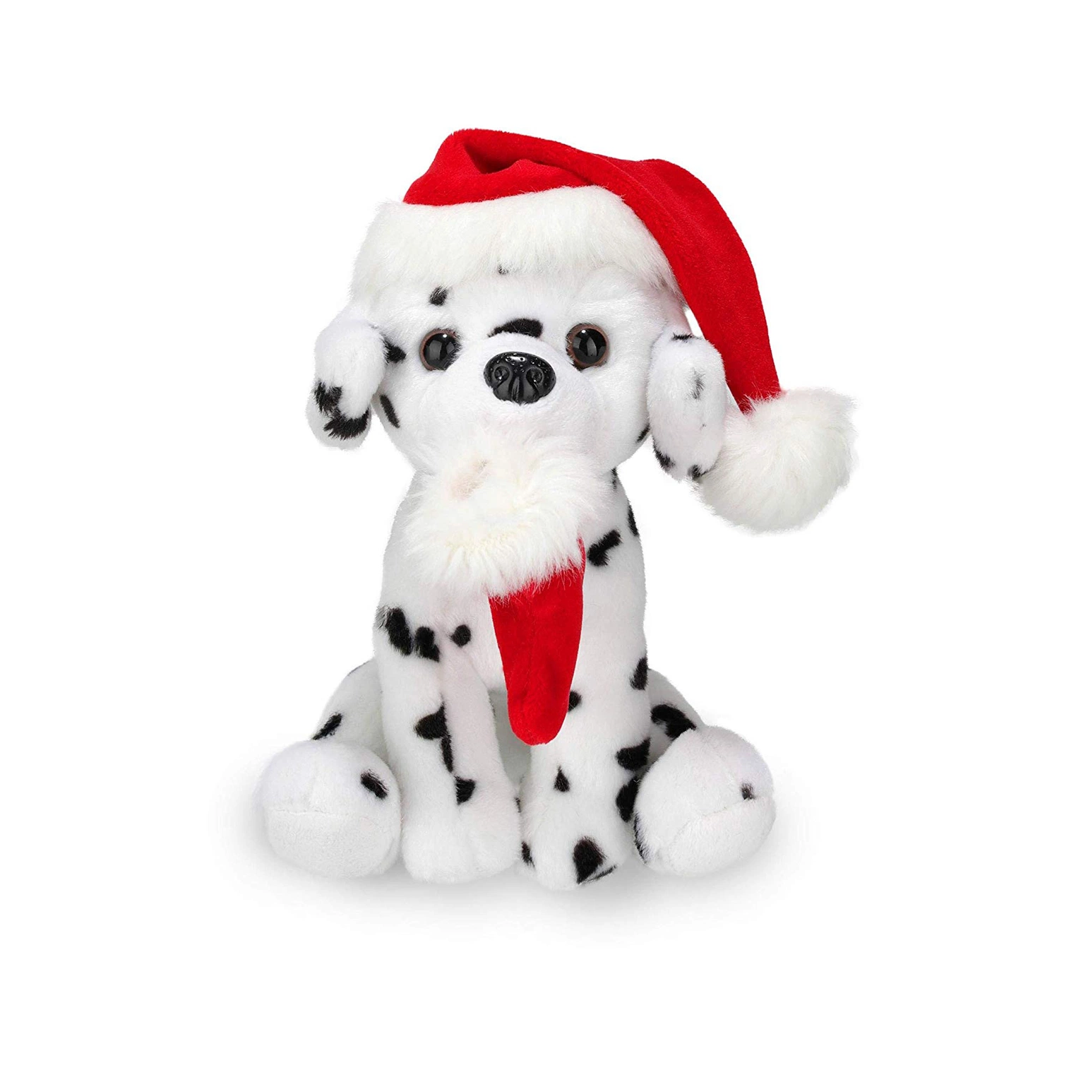 Plush Xmas Dog with Santa Hat Stuffed Doll Toys Holiday Decoration