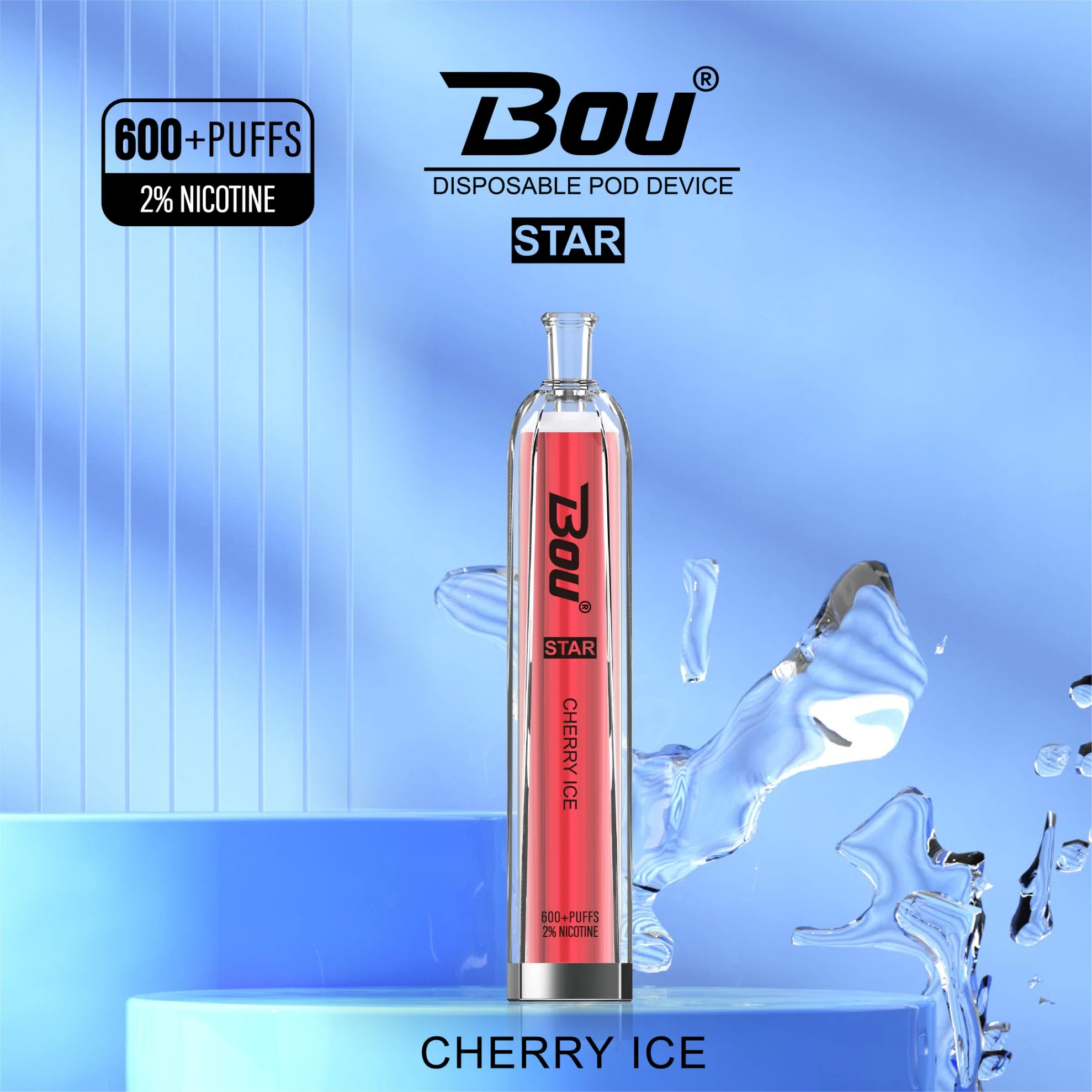 precio de fábrica OEM Bou marca el estilo de Estrella de cristal Venta caliente 600 inhalaciones 2ml e-Liquid Puff Bar