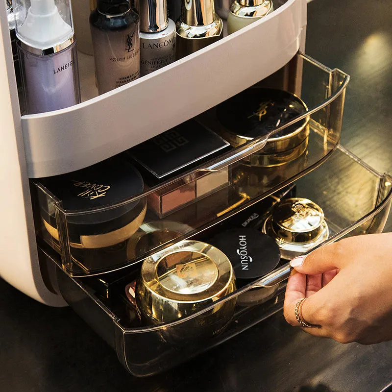 Countertop Cosmetic Skincare Display Cases Maquillaje Organizador de almacenamiento con tapa